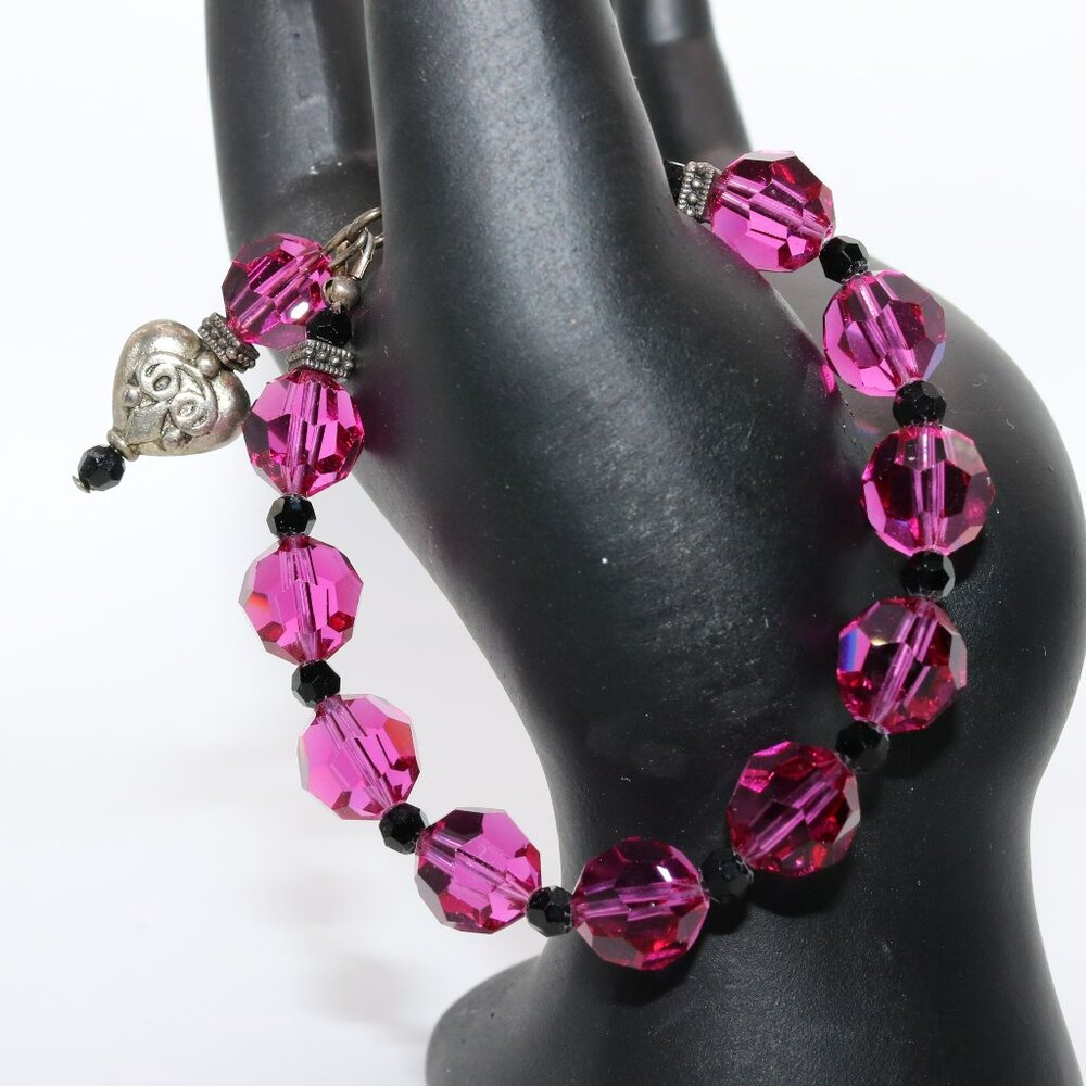 Purple Glass Faceted Beads Bracelet